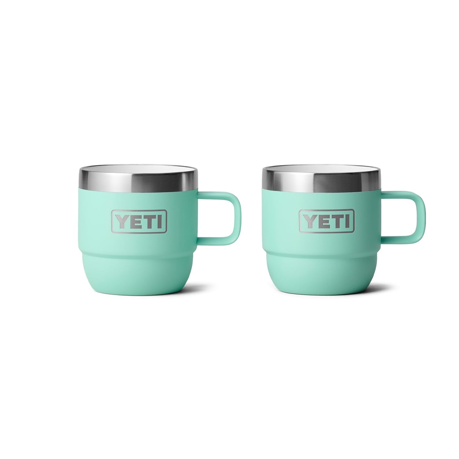 YETI Rambler 6oz Stackable Mug seafoam front view, ideal for on the go espresso