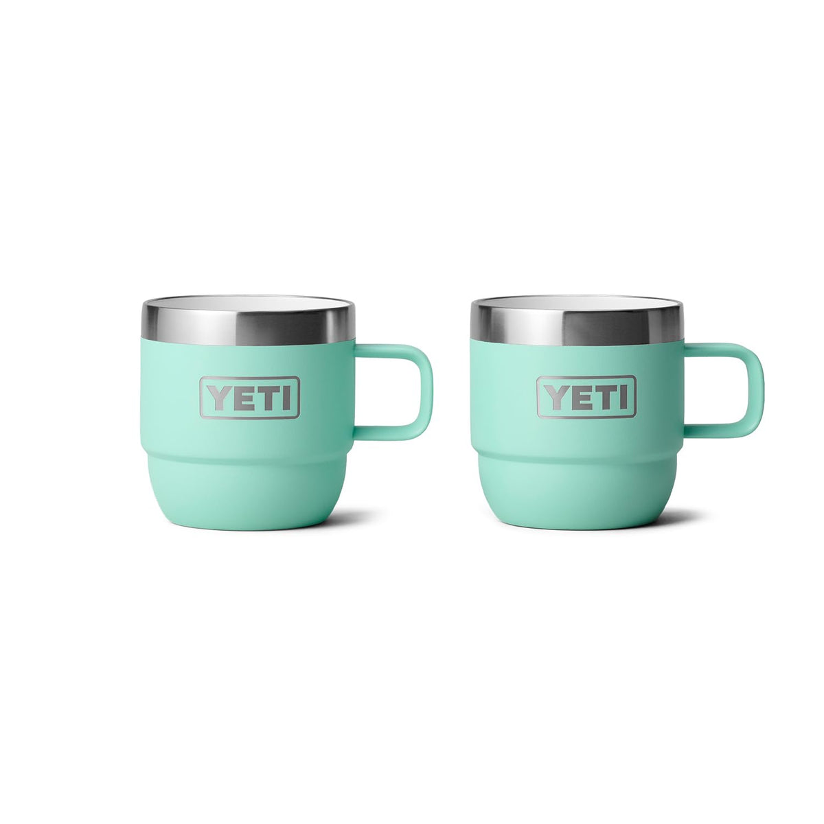 YETI Rambler 6oz Stackable Mug seafoam front view, ideal for on the go espresso