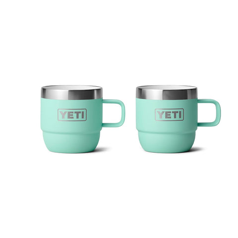 YETI Rambler 6oz Stackable Mug seafoam front view, ideal for on the go espresso