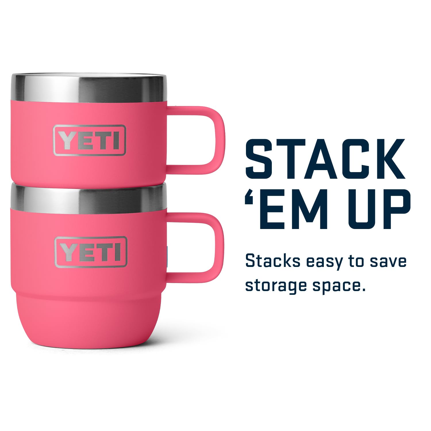YETI Rambler 6 oz Stackable Mug stacks neatly for camper or kitchen setups.