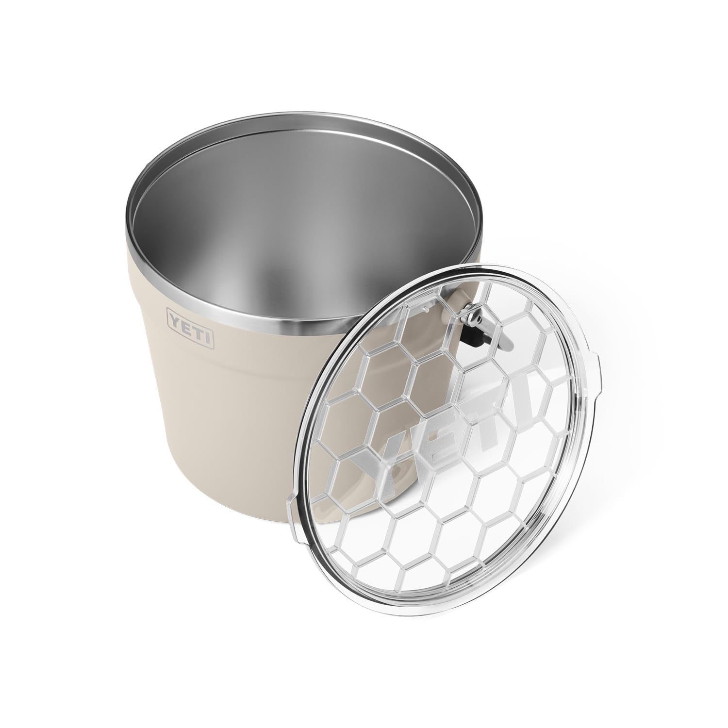 YETI Rambler Beverage Bucket interior highlights double-wall insulation for cold drinks.