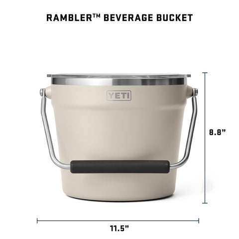 YETI Rambler Beverage Bucket with rotating handle for easy transport.