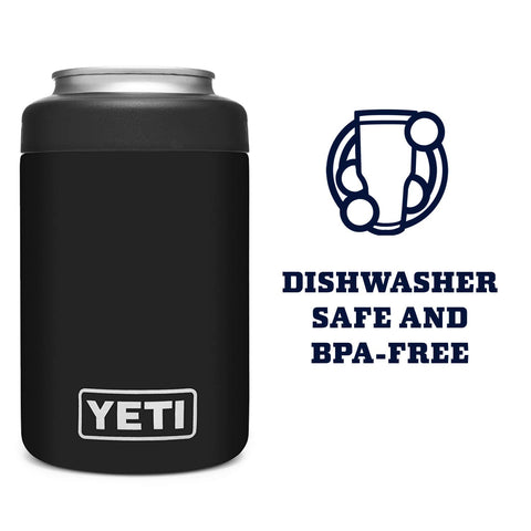 YETI Rambler Colster Black fits standard 12 oz cans for easy use on the move.