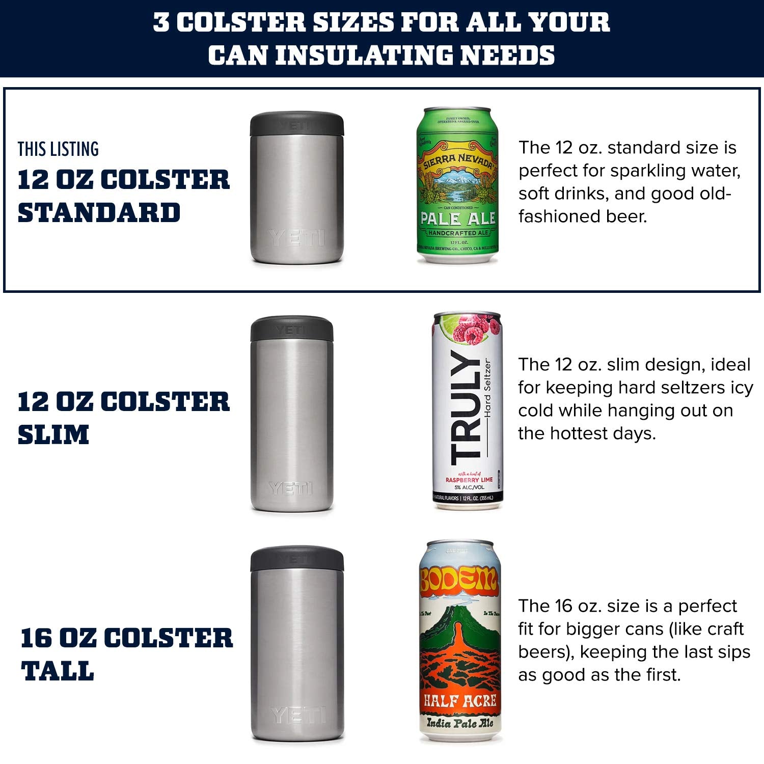 YETI Rambler Colster Black, load-and-lock gasket ensures a secure seal during outdoor adventures.