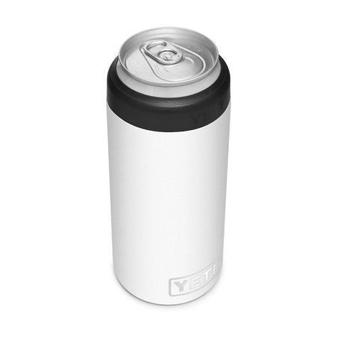 YETI Rambler Colster Slim 12oz white front view for cold sipping on-the-go.