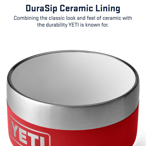 YETI Rambler DuraSip ceramic lining closeup highlighting enhanced durability