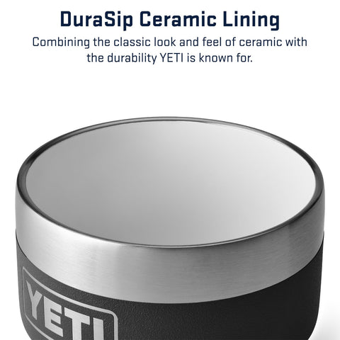 YETI Rambler with DuraSip ceramic lining close-up demonstrates durable insulation