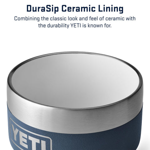 YETI Rambler 2-pack navy espresso cups close-up reveals durable ceramic lining.