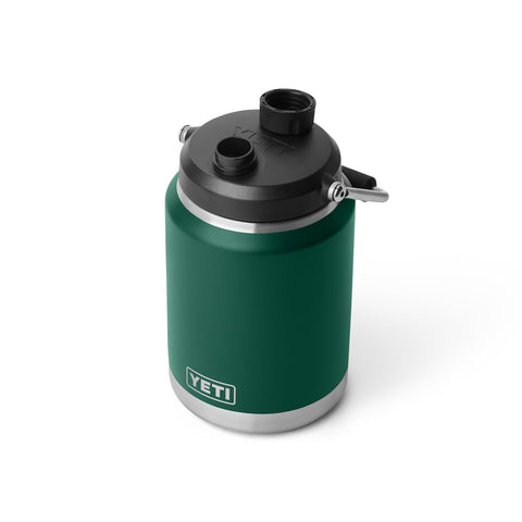 YETI Rambler Half Gallon Jug 2.0 front view in Black Forest Green for long hikes