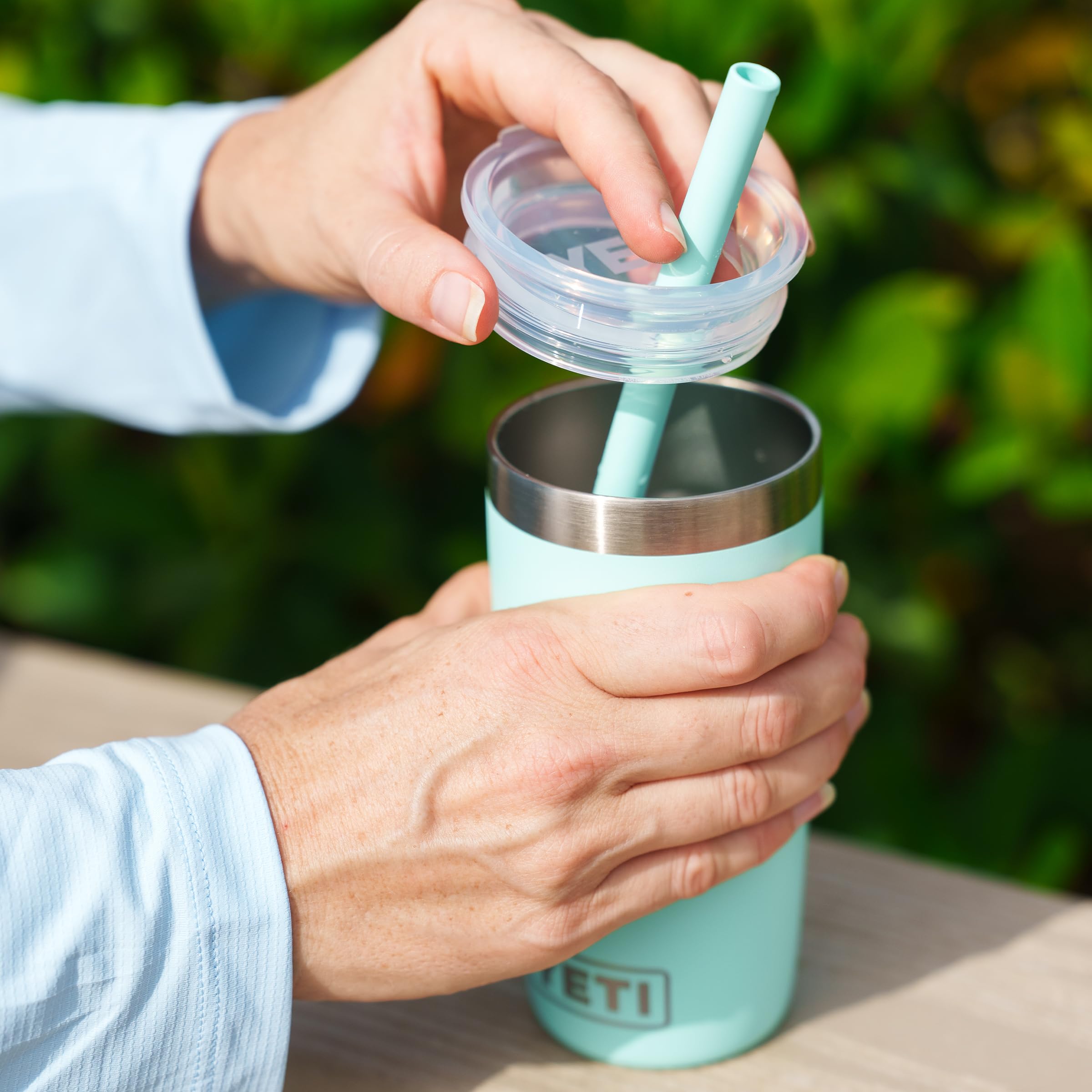YETI Rambler Jr. 10 oz double-wall insulation keeps beverages cold longer.