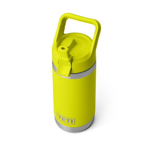 YETI Rambler Jr. 12oz bottle with straw cap in Firefly Yellow for on-the-go hydration