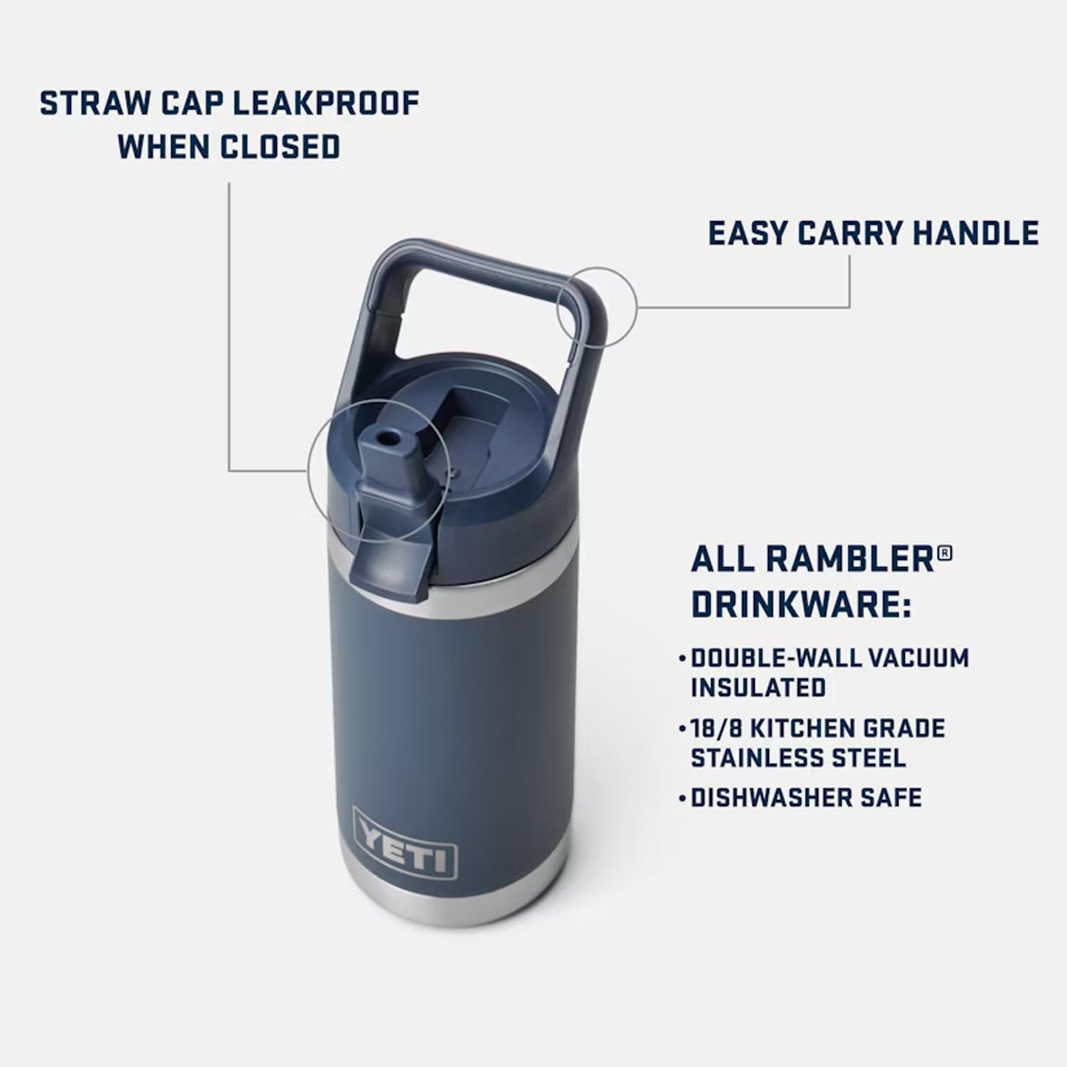 YETI Rambler Jr. bottle with Duracoat finish resists wear.