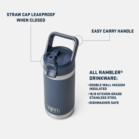YETI Rambler Jr. straw-cap close-up shows leakproof seal for kids' adventures