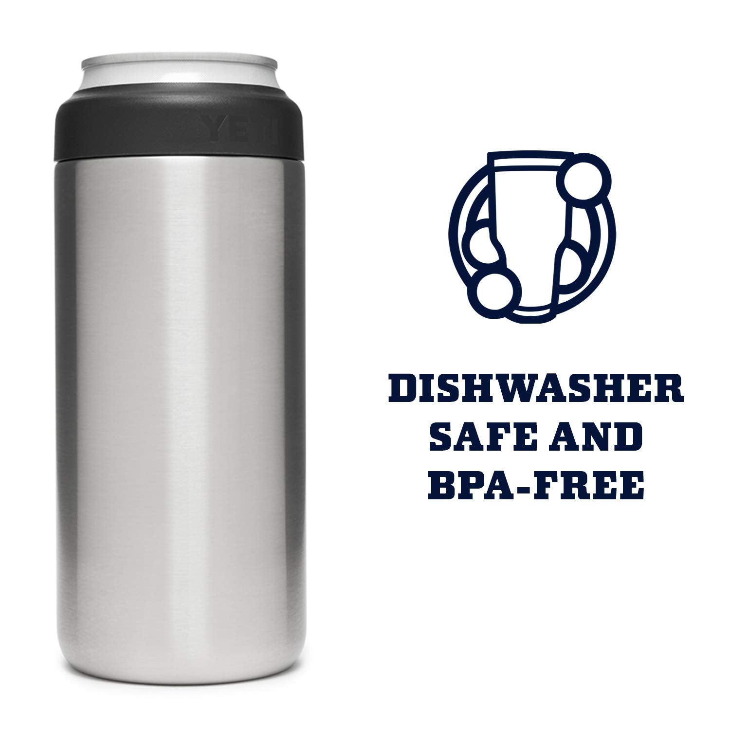 YETI Slim Colster is dishwasher safe for easy cleaning after trips.