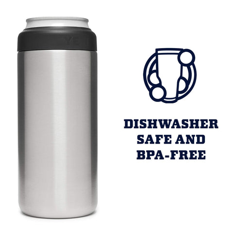 YETI Slim Colster is dishwasher safe for easy cleaning after trips.
