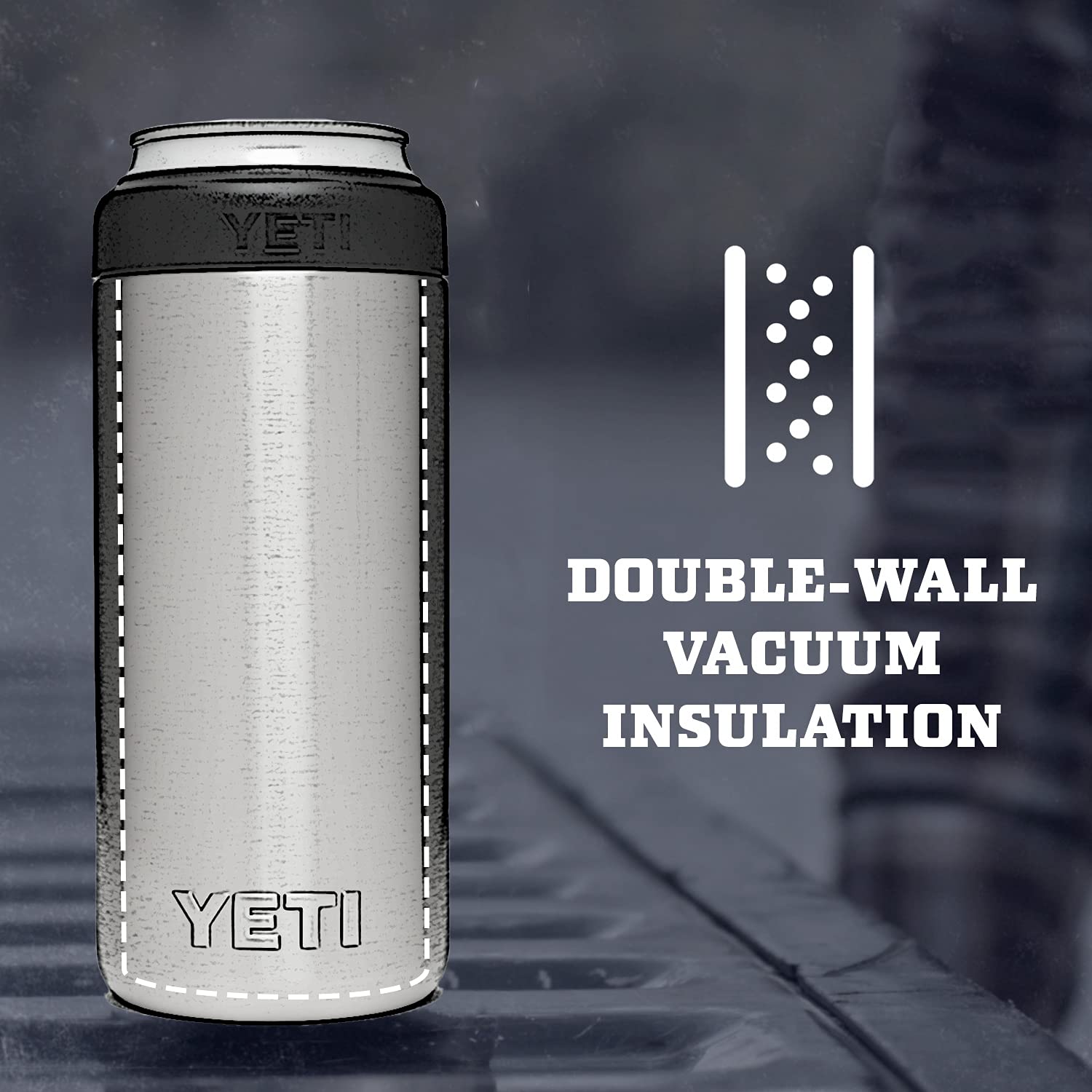 Double-wall vacuum insulation in the YETI Slim Colster preserves cold beverages longer.