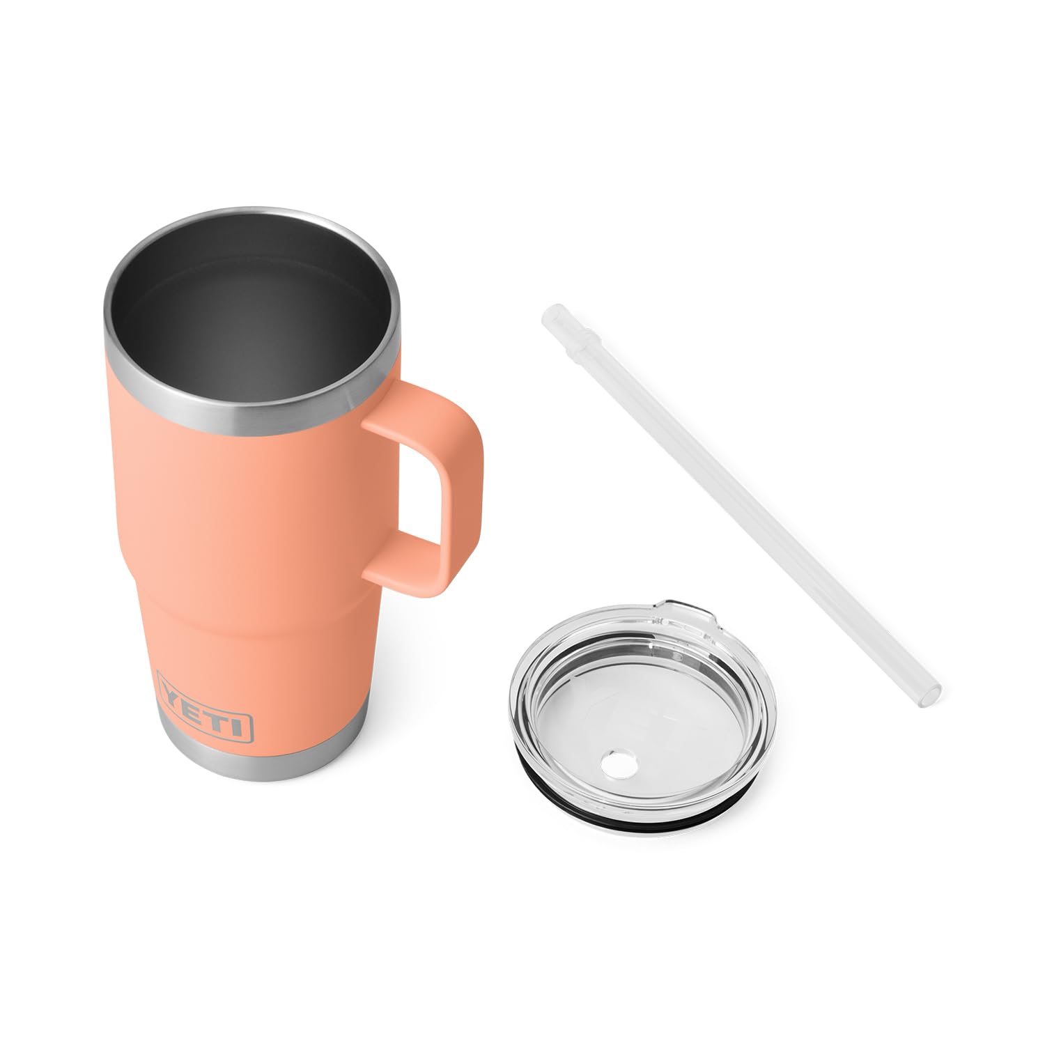 Straw lid with built-in stopper for secure sipping.