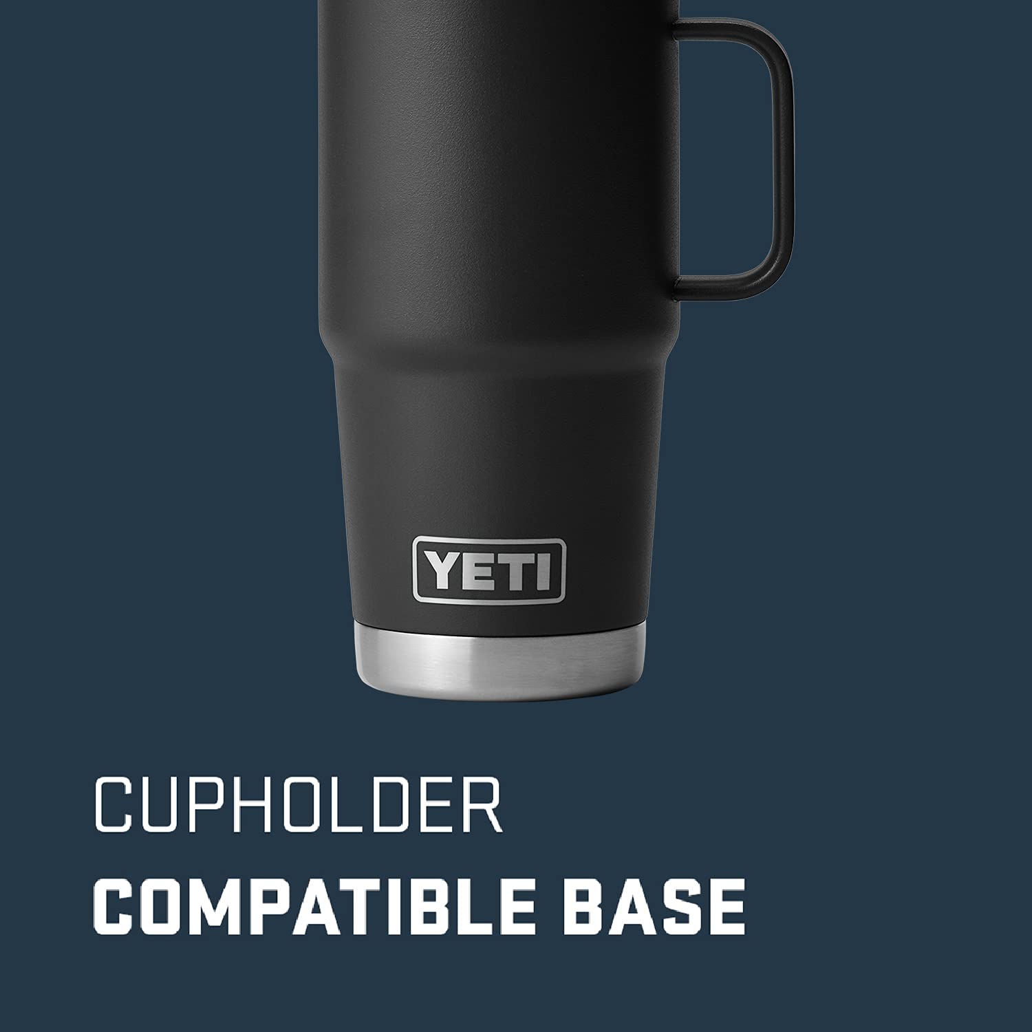 YETI Rambler Stronghold Lid close-up showing secure closure for spill-free journeys.