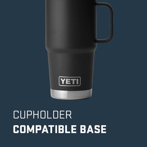 YETI Rambler Stronghold Lid close-up showing secure closure for spill-free journeys.