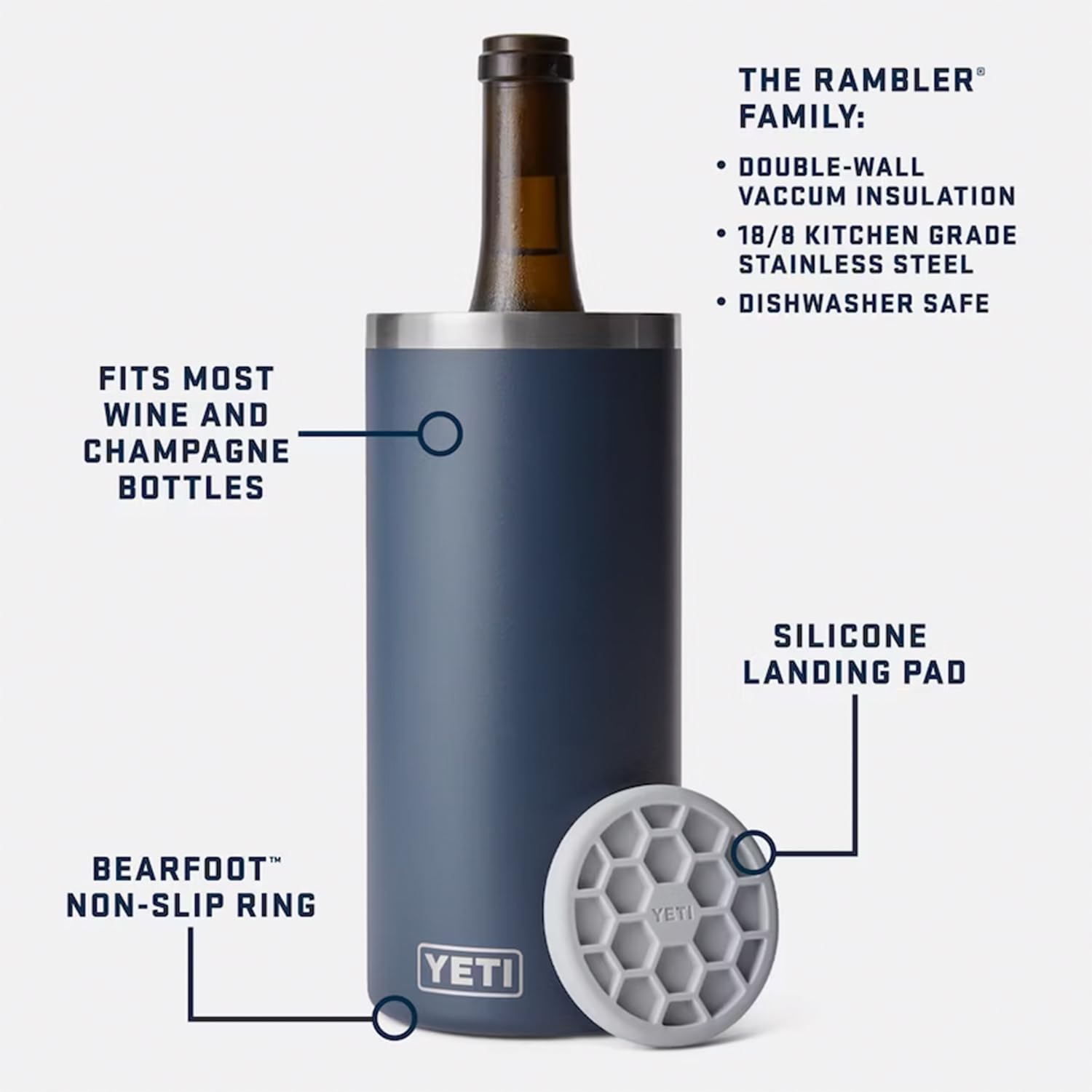 YETI Rambler Wine Chiller keeps champagne bottles cold outdoors