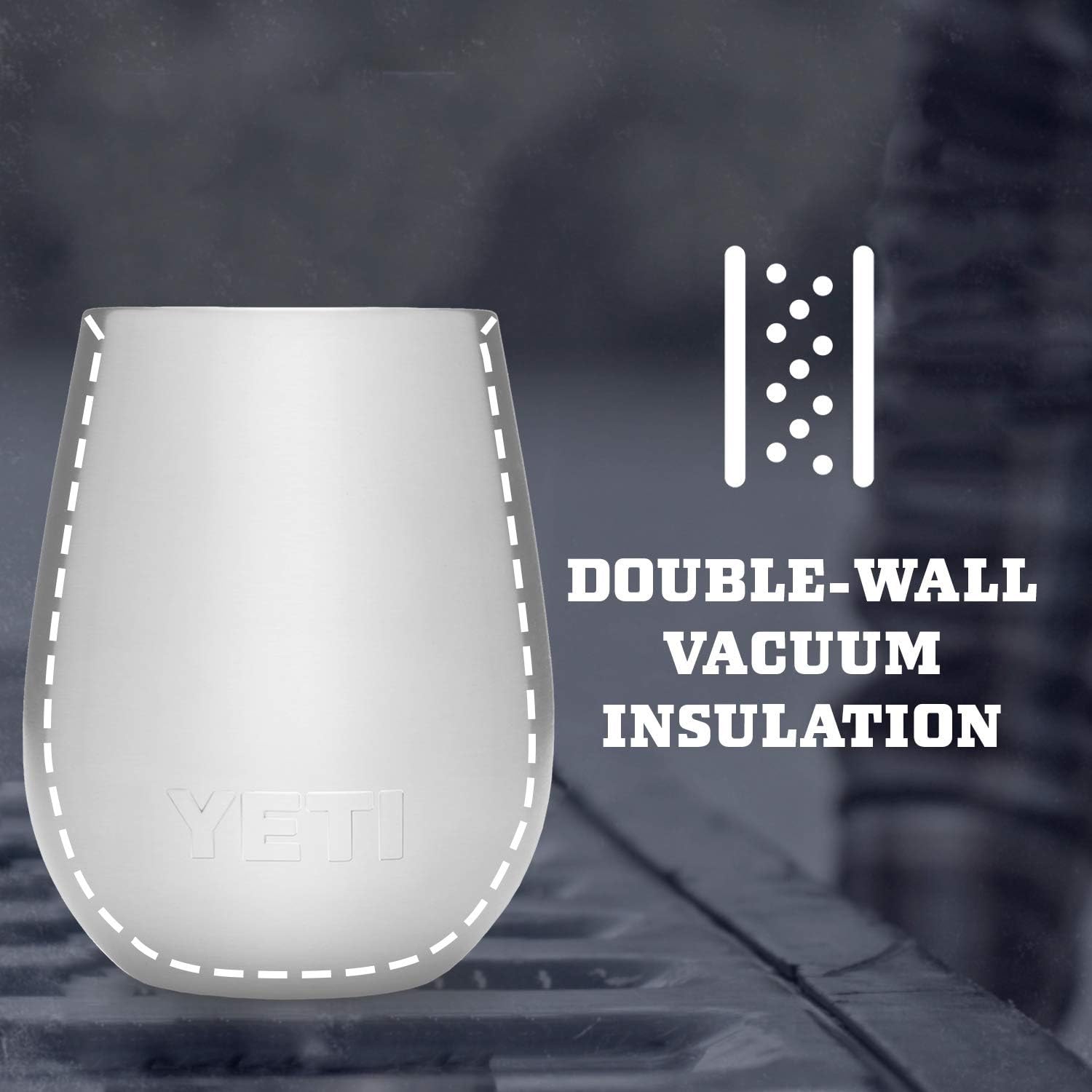 YETI Rambler wine tumbler Duracoat finish resists fading for lasting color.