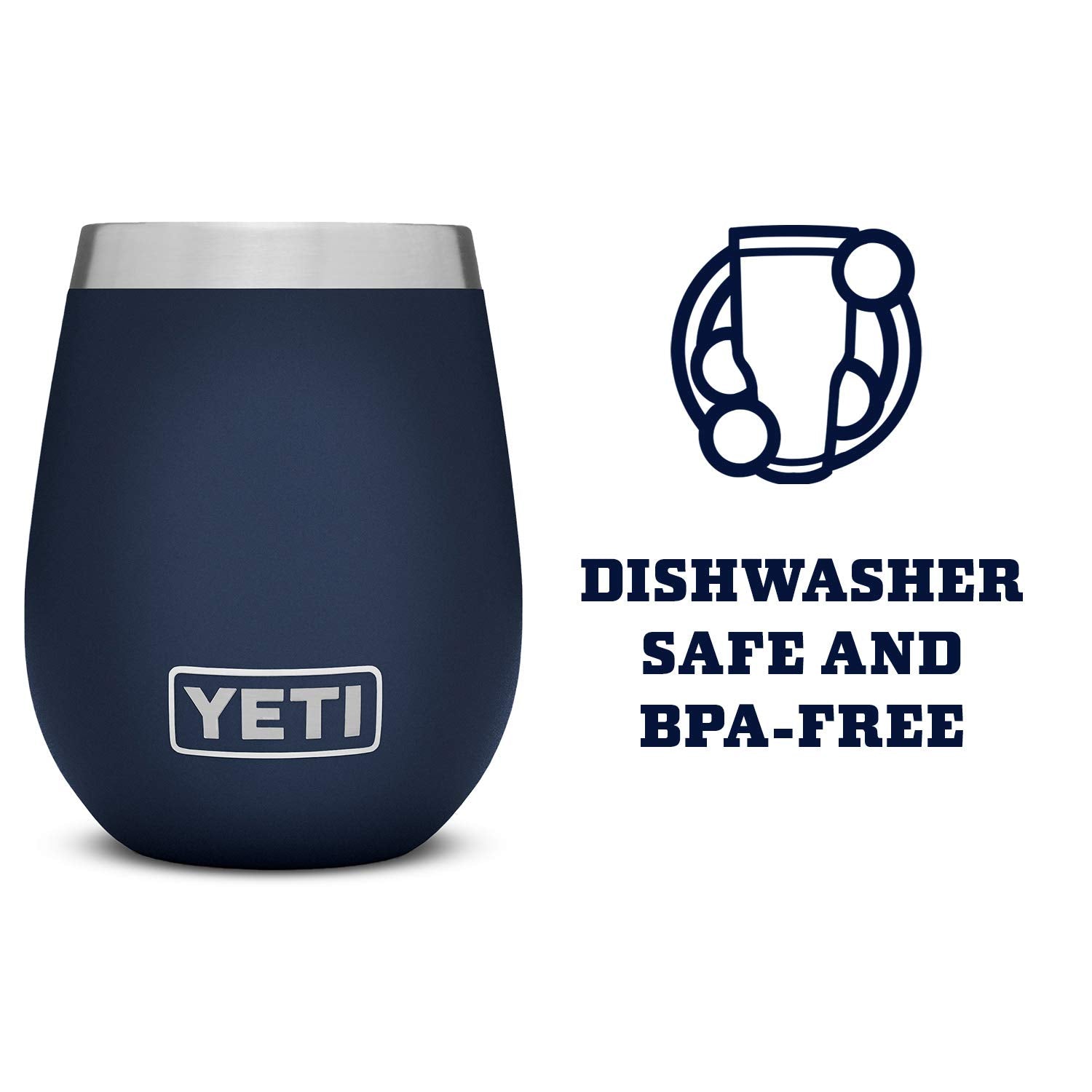YETI Rambler wine tumbler insulation diagram highlights double-wall vacuum technology.