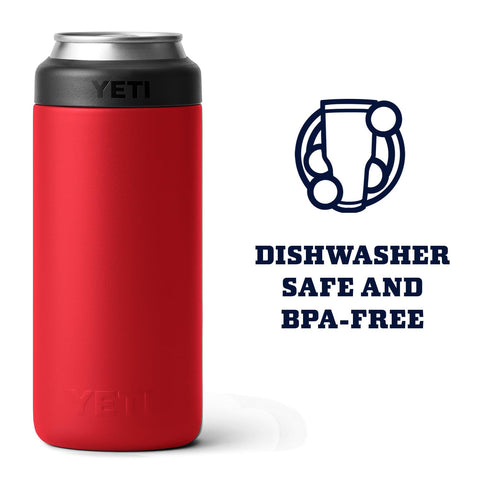 YETI Slim Colster dishwasher safe for easy cleanup after adventures