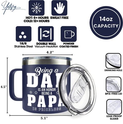 YETIFY Papa Mug 14oz capacity supports daily coffee or tea.