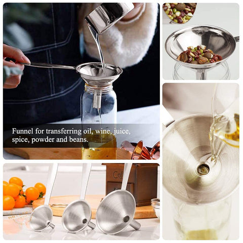 YEVIOR 3 in 1 metal funnels medium mouth ideal for oils and liquids transfer.