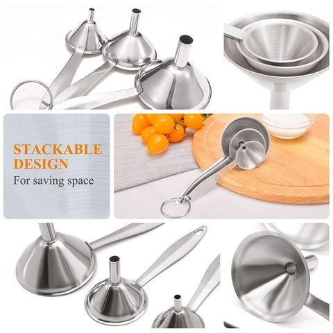 YEVIOR 3 in 1 metal funnels small mouth great for spices and powders.