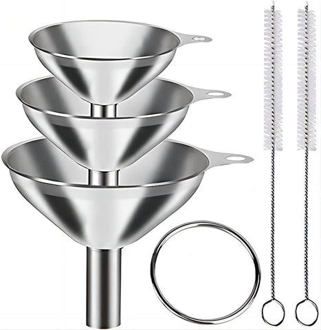 YEVIOR 3in1 metal funnels large-mouth for spill-free pouring.