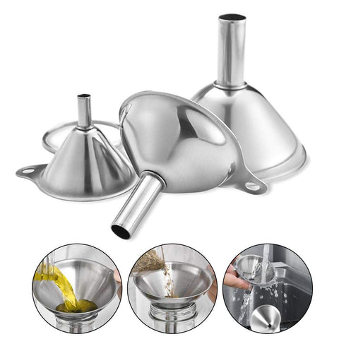 YEVIOR 3in1 metal funnels small-mouth ideal for narrow bottles.