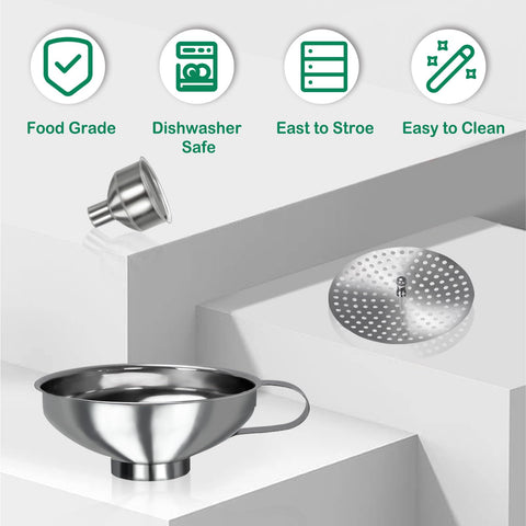 YEVIOR dishwasher-safe stainless steel funnel for easy cleaning