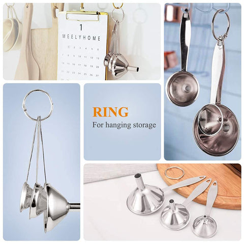 YEVIOR stainless steel kitchen funnels set durable and dishwasher safe.