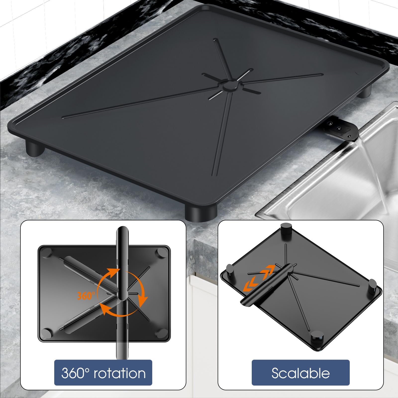 YEYPOP expandable feet design adapts to different sink sizes for a snug fit.