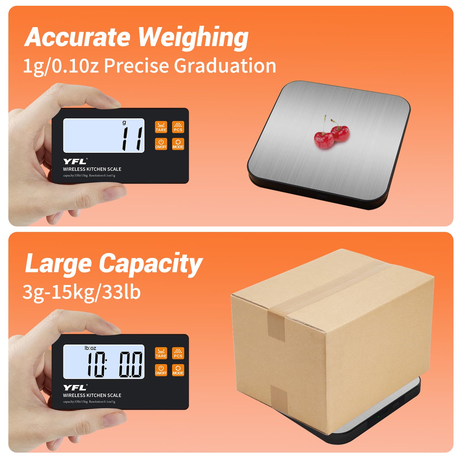 YFL tare function lets you zero bowls for clean ingredient weighing.