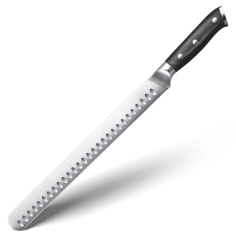 YFWOOD Slicing Knife close-up of edge for clean roast cuts