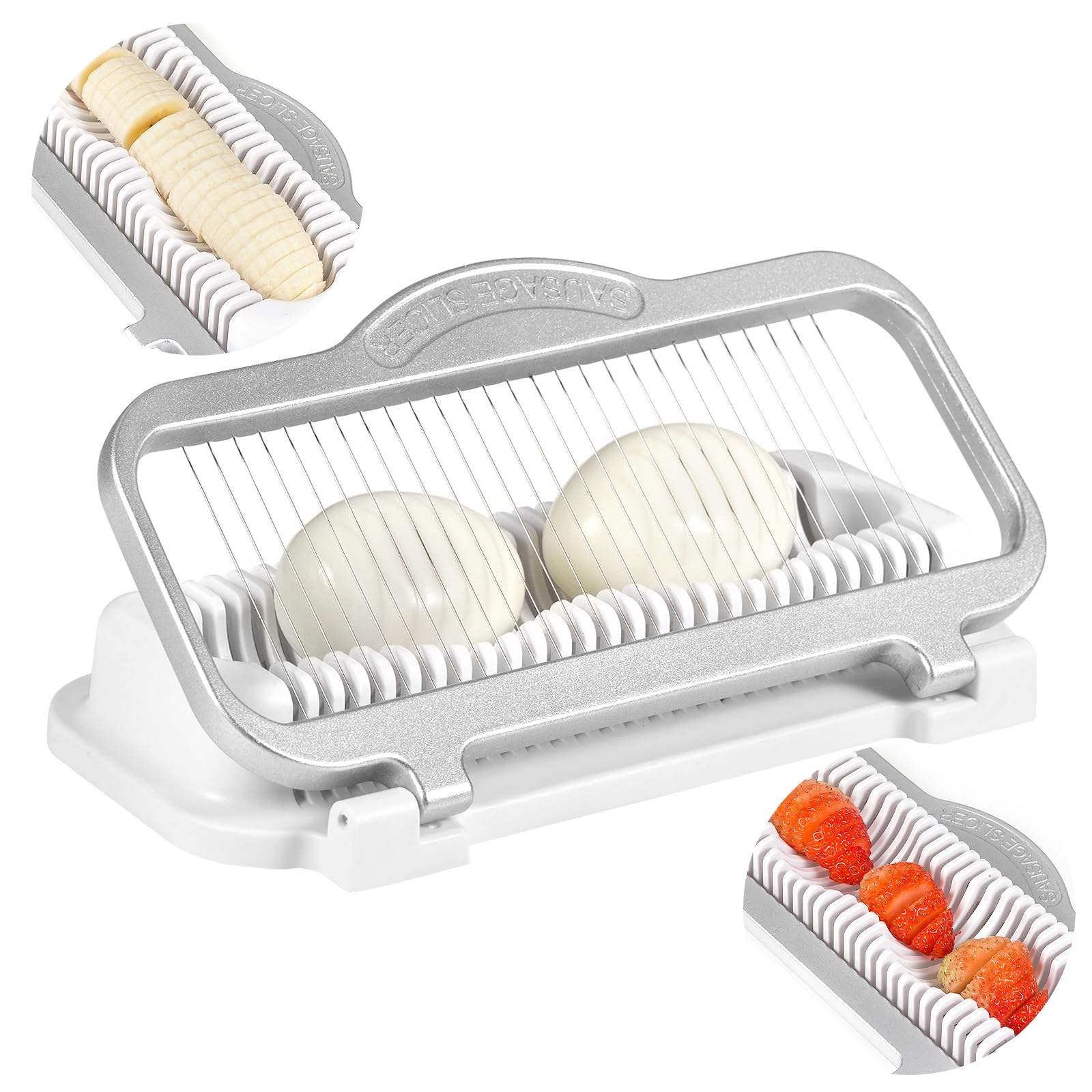 YFYTL larger egg slicer showing perfect egg slices for quick meal prep