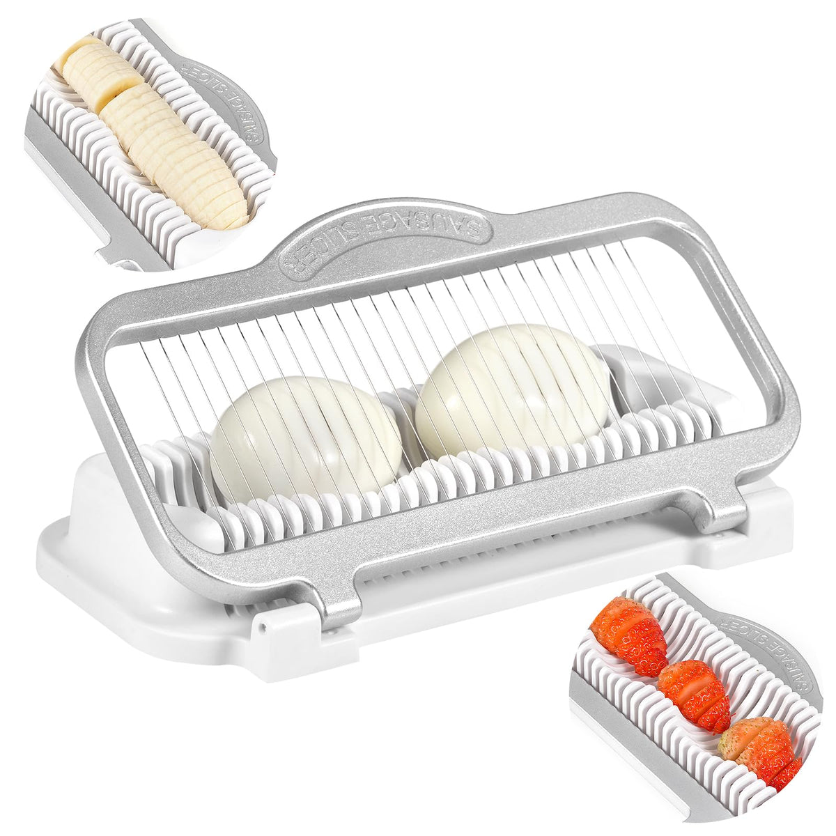 YFYTL larger egg slicer showing perfect egg slices for quick meal prep