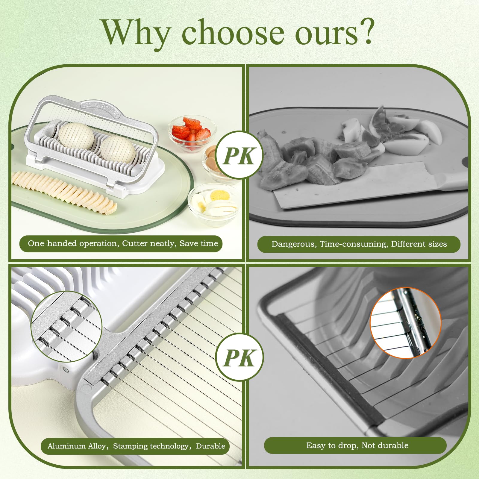 YFYTL larger egg slicer stainless steel wire close-up for even cuts