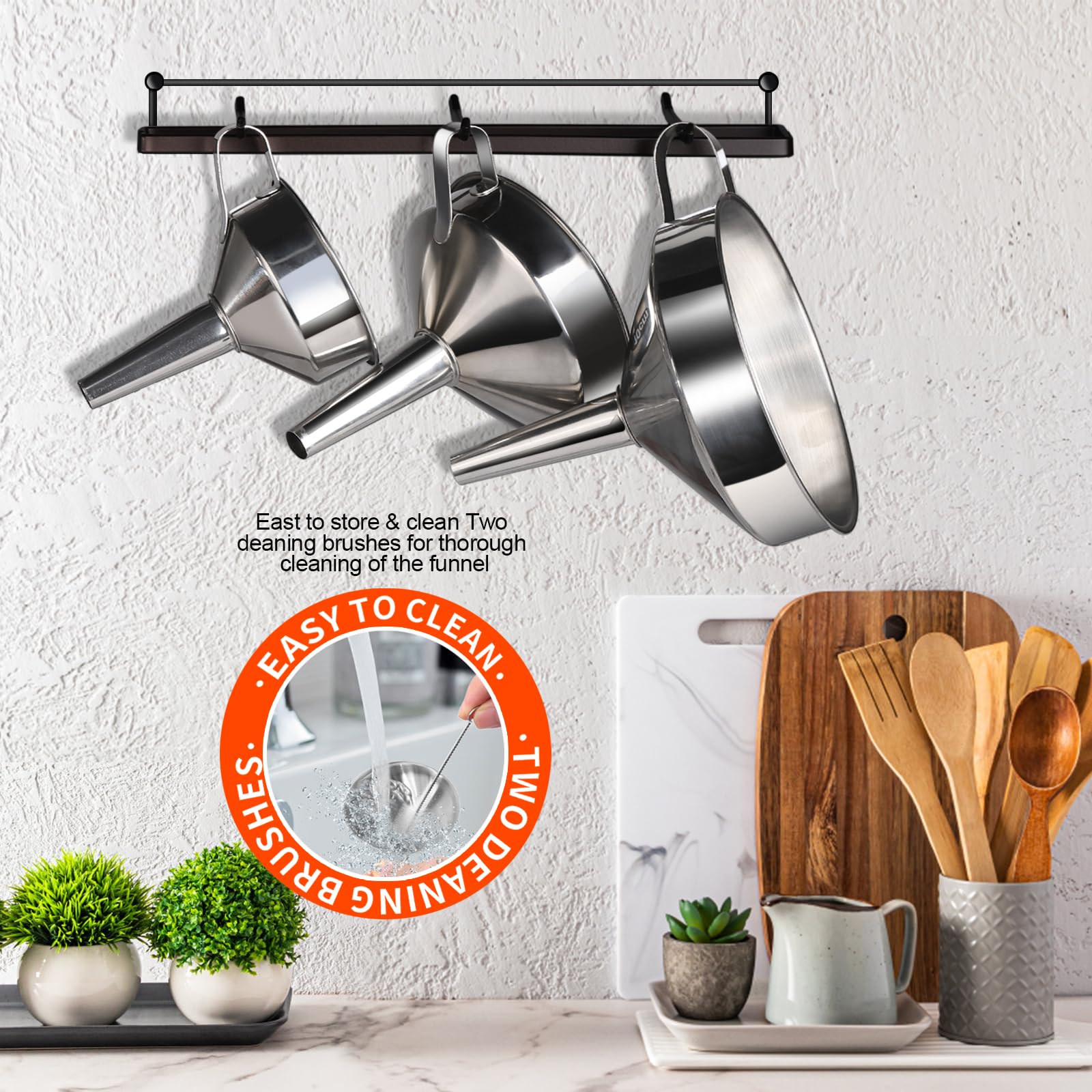 Two cleaning brushes included with the YGDZ funnel set for easy maintenance.