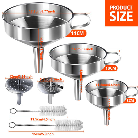 YGDZ mid-size stainless steel funnel ideal for bottles and jars.