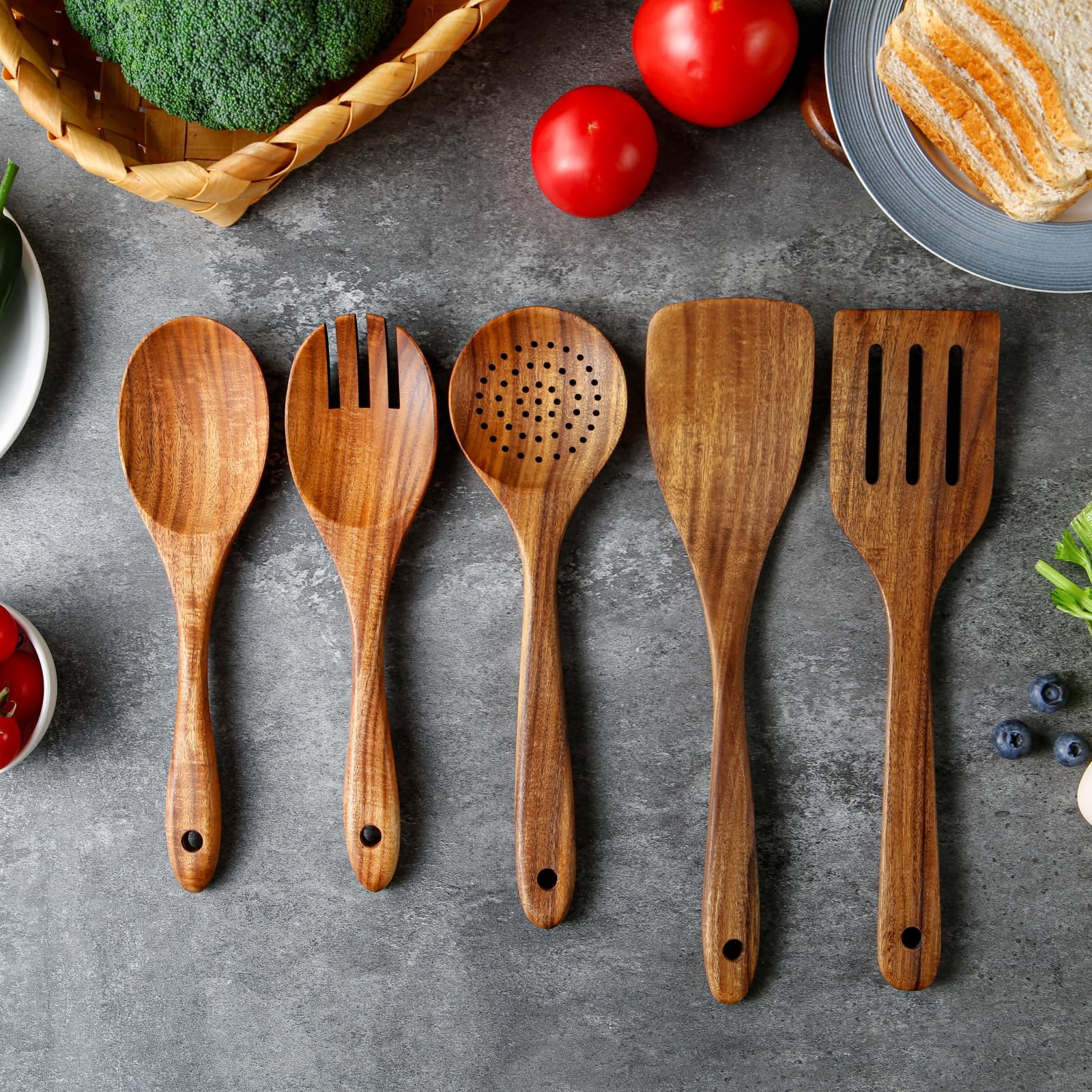 Yhendelion teak flat spatula for flipping and sautéing