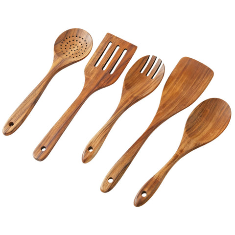 Yhendelion teak spoon for tossing salads with a comfortable grip