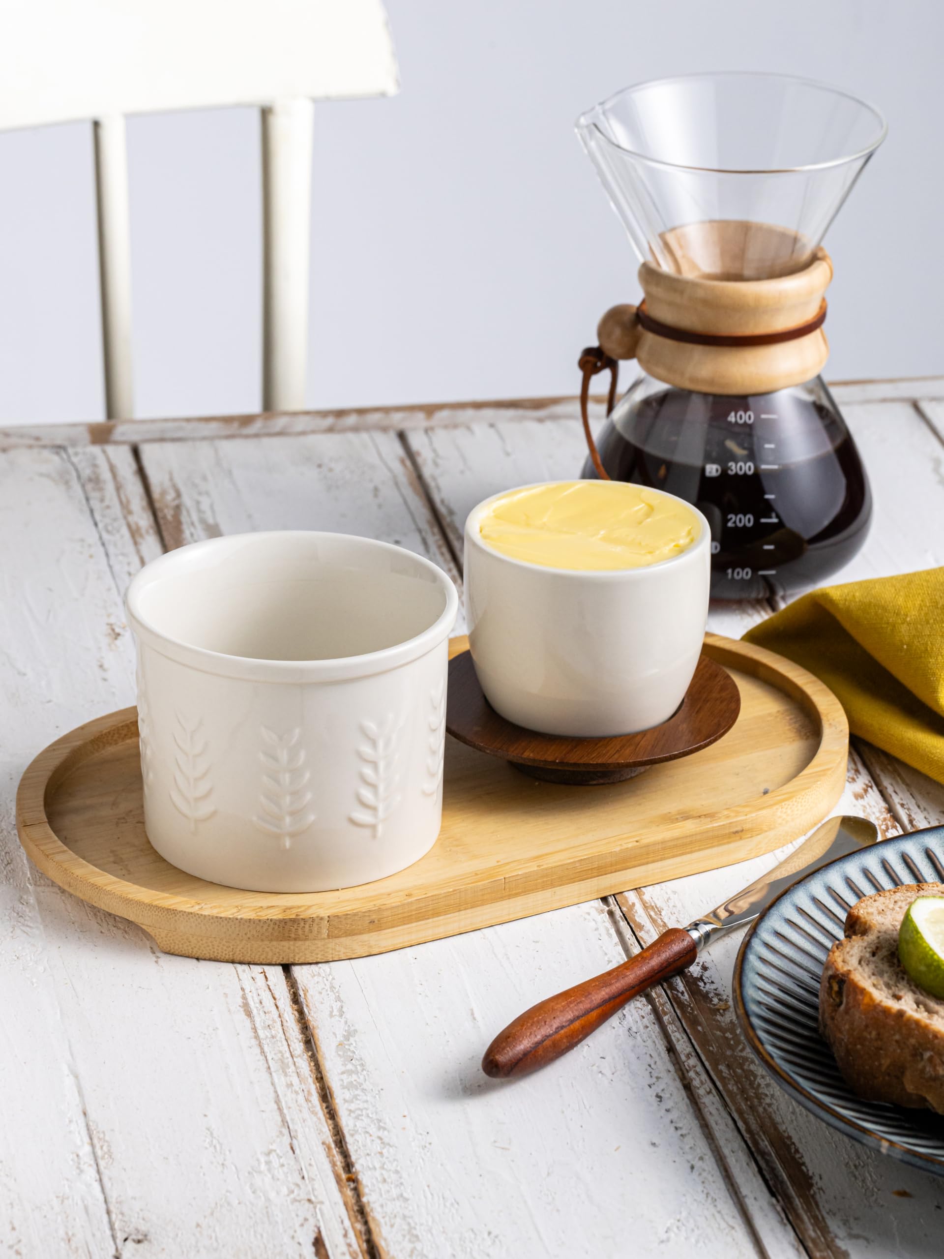 YHOJOY butter crock compact design on dining tray