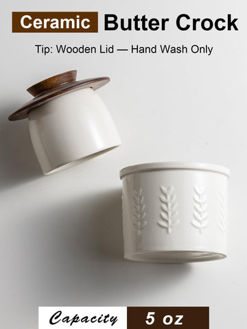 YHOJOY butter crock embossed pattern elevates kitchen aesthetics