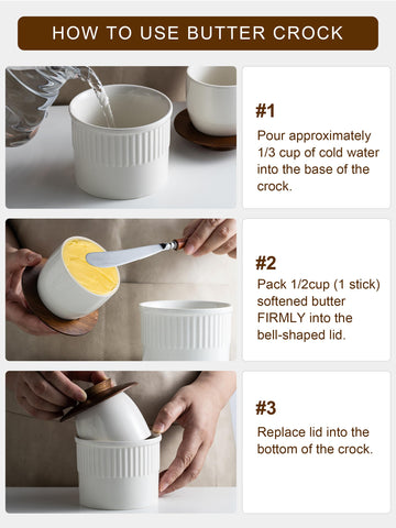 YHOJOY butter crock holds a full stick of butter for daily use.