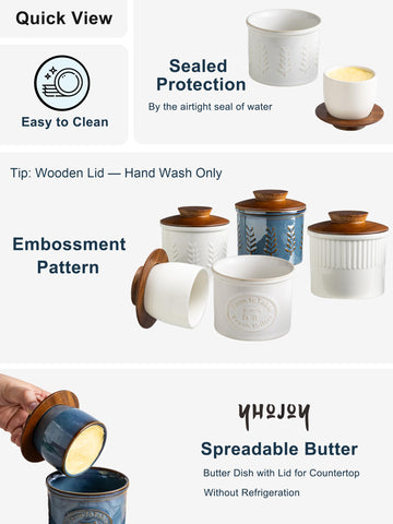 YHOJOY butter crock water-seal base creates freshness while staying visually stylish