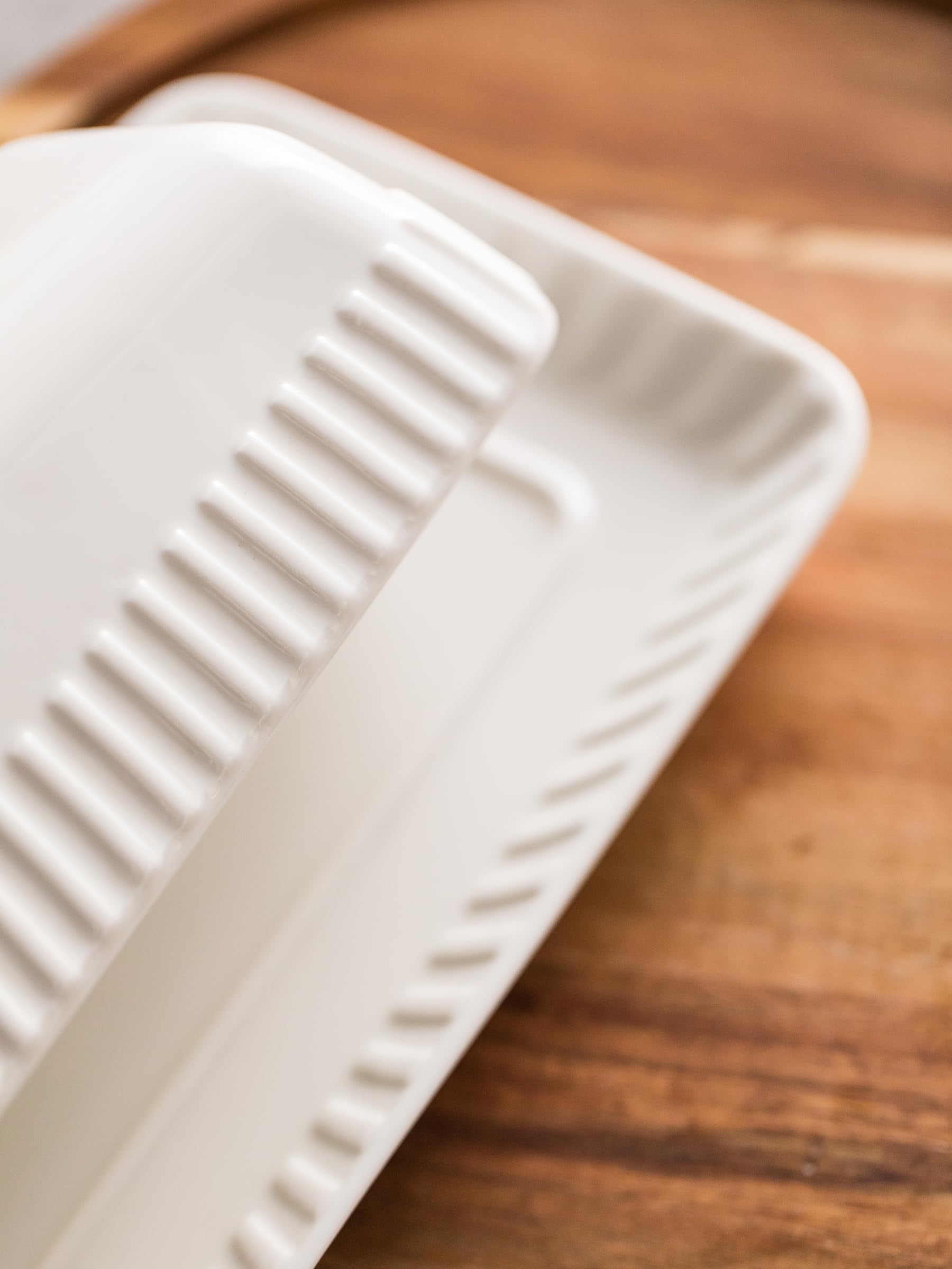 YHOJOY butter dish on counter offers convenient countertop storage.
