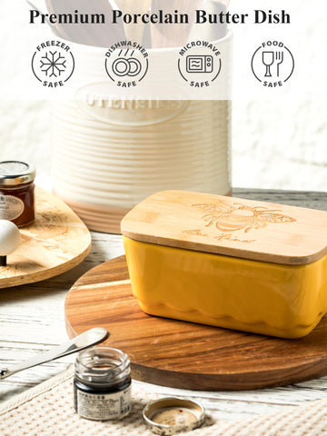 YHOJOY butter dish surface is dishwasher-safe for easy cleaning.